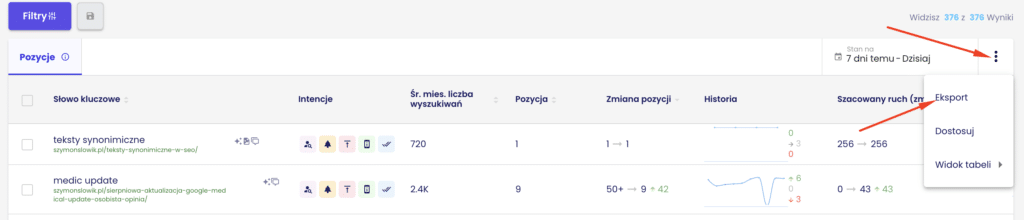 Pobranie fraz kluczowych konkurencji do excela celem analizy
