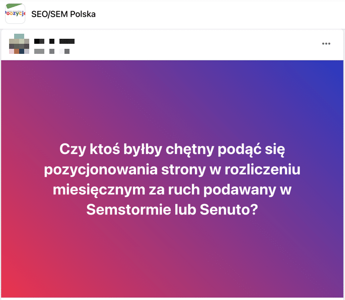 model rozliczeń w pozycjonowaniu za ruch podawany w zewnętrznym narzędziu