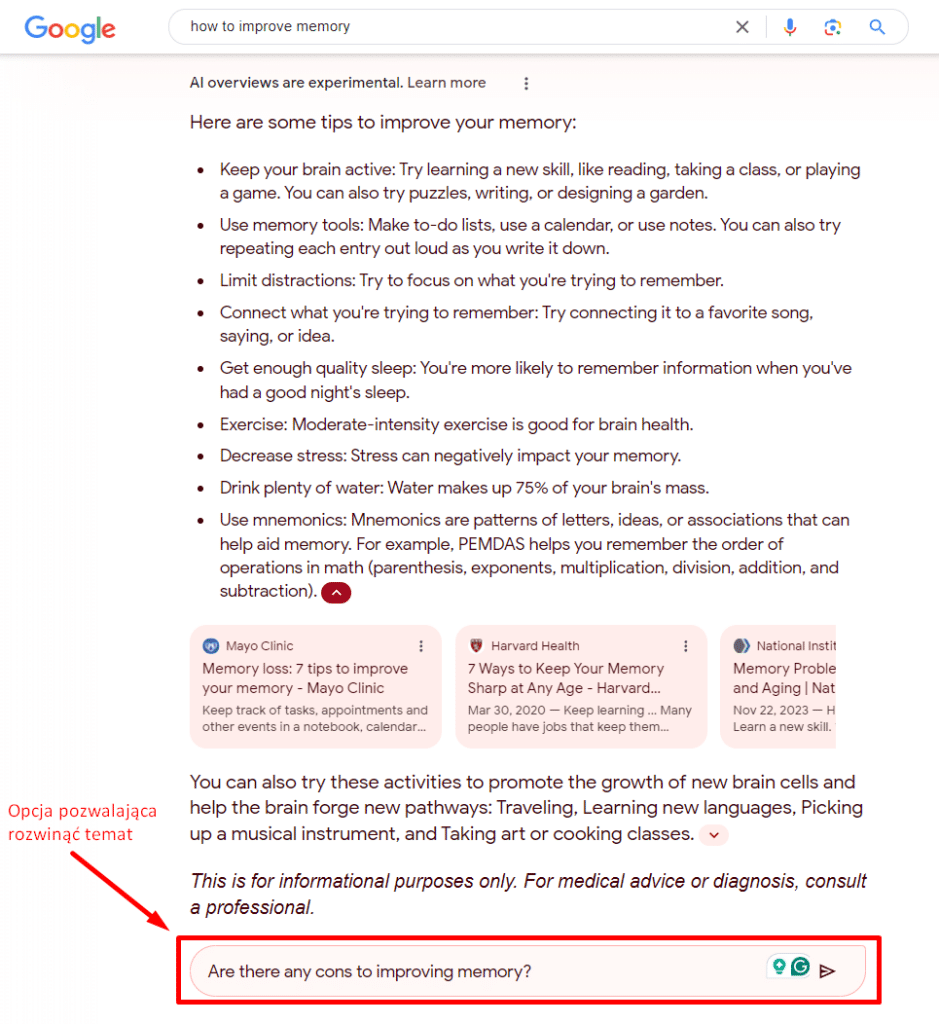 Rozwijanie tematu wyszukiwań generatywnych