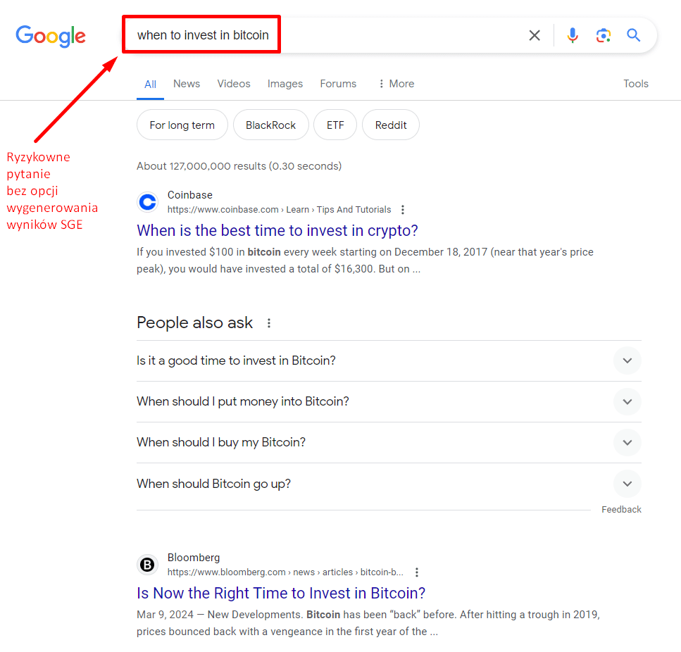 Ryzykowne pytanie bez możliwości wygenerowania wyniku SGE