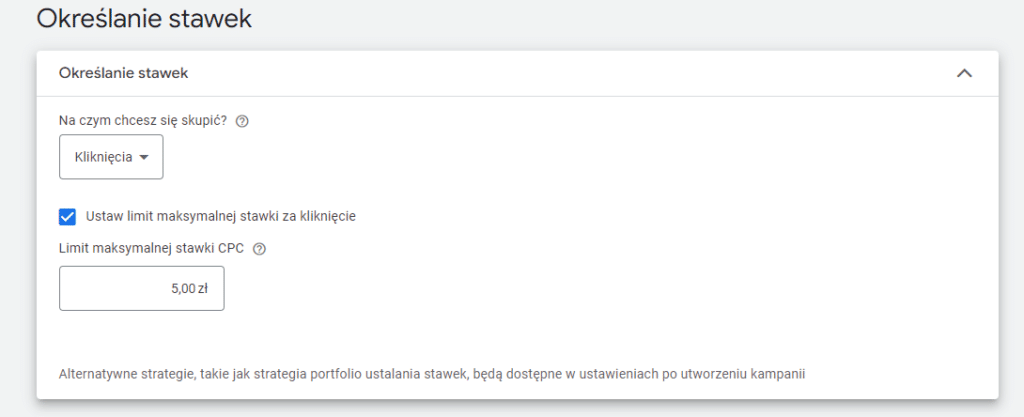 określanie stawek w google ads