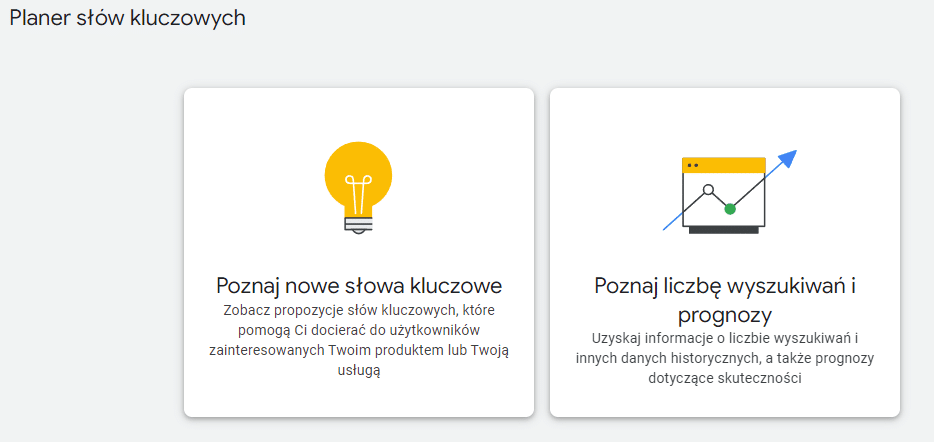 raporty dostępne w keyword plannerze