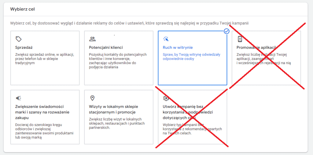 wybór celu kampani PM