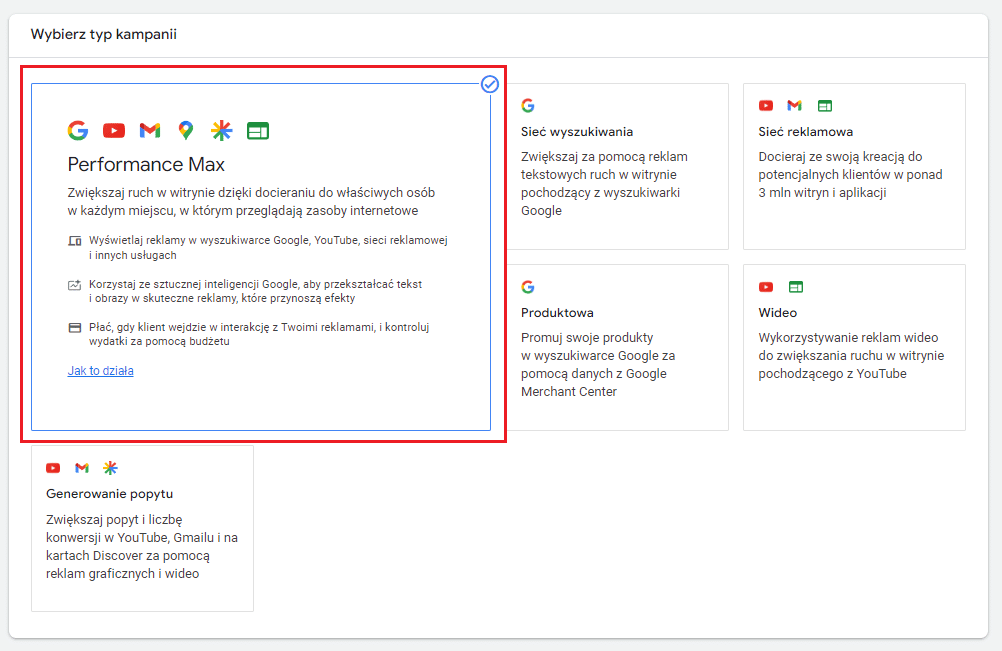 wybór performance max