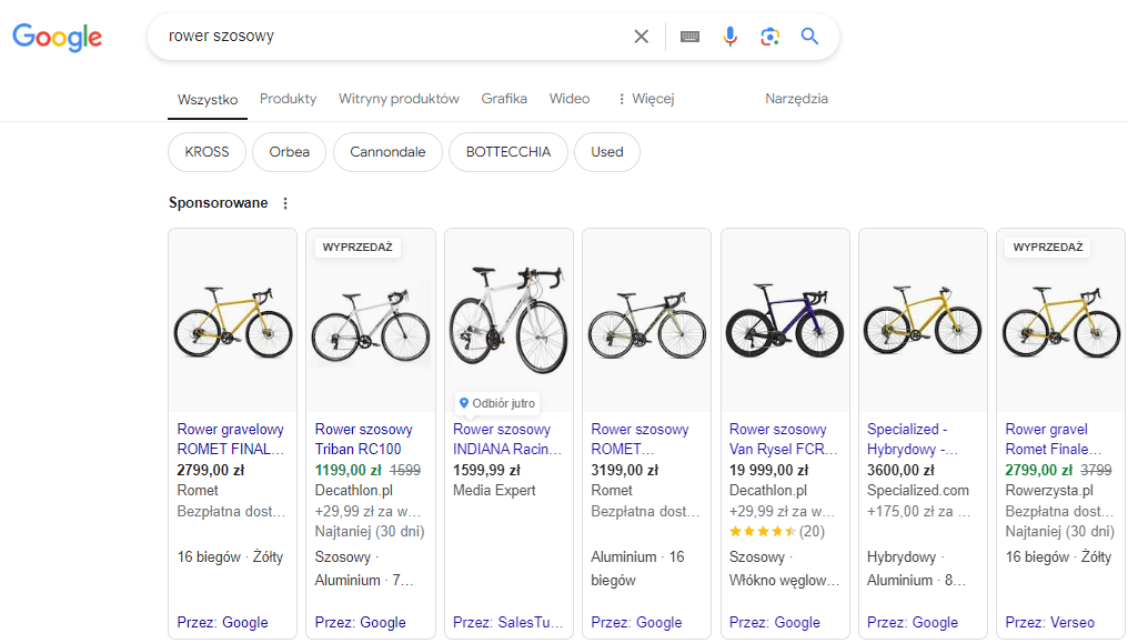 przykład reklamy Google Ads stworzonej z użyciem pliku produktowego
