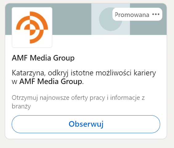 przykład reklamy na linkedinie
