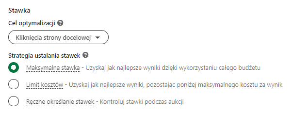 ustalanie stawek linkedin ads