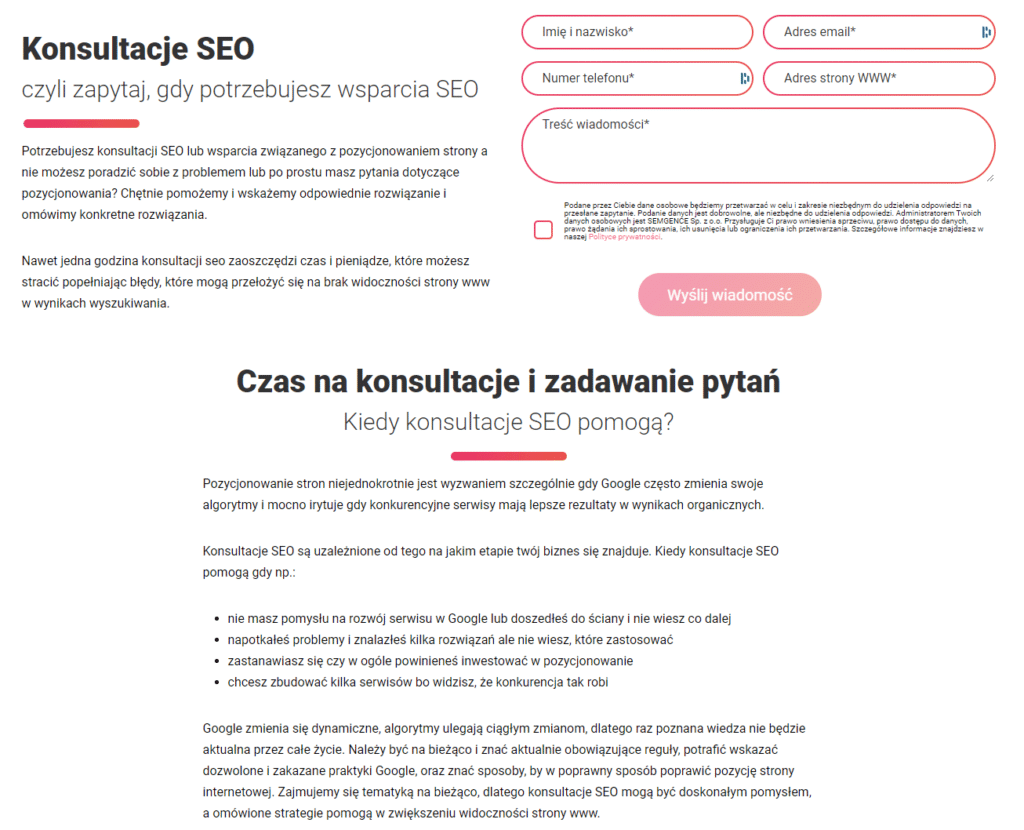 Konsultacje SEO od Semgence.