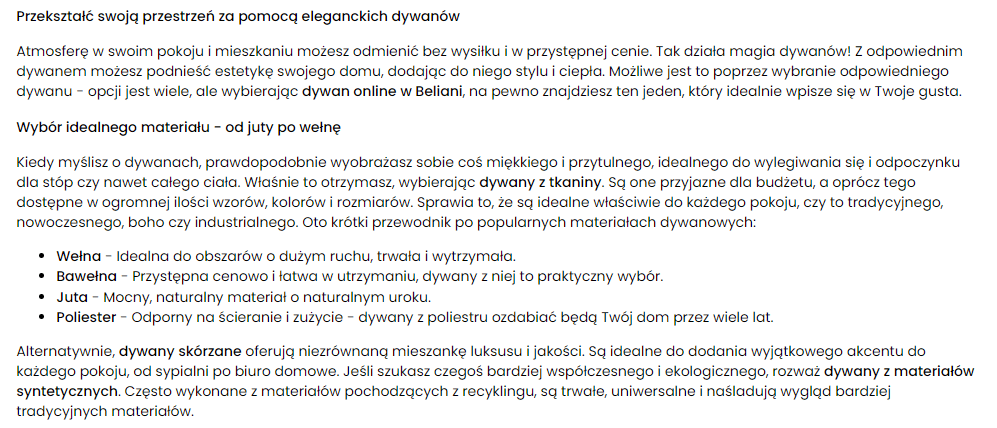 opis kategorii beliani