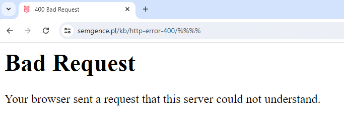 Przykład błędu 400.