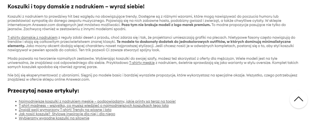 przykład opisu kategorii