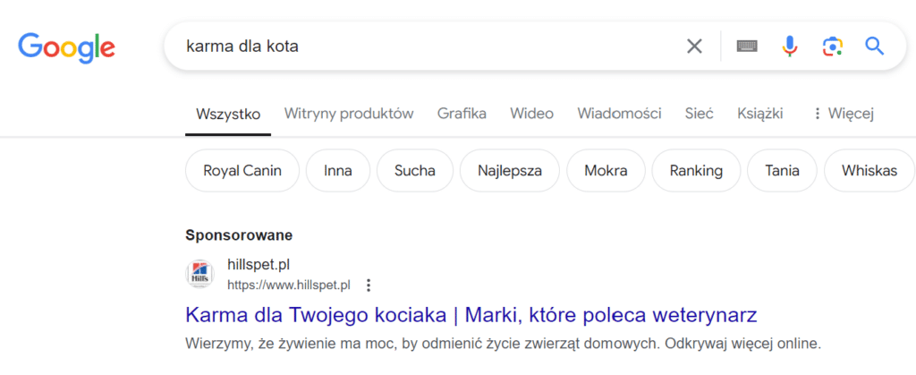 reklama w wyszukiwarce sklepu