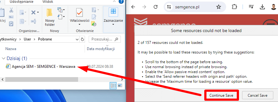 Zapisanie strony na dysku z pomocą wtyczki Save Page WE.