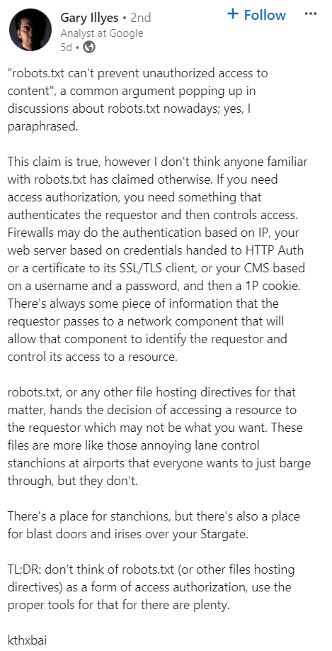 Gary Illyes o robots.txt.