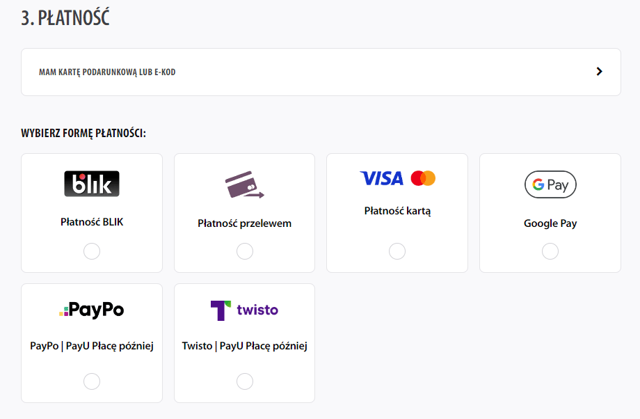 Różnorodne formy płatności w sklepie Hebe.