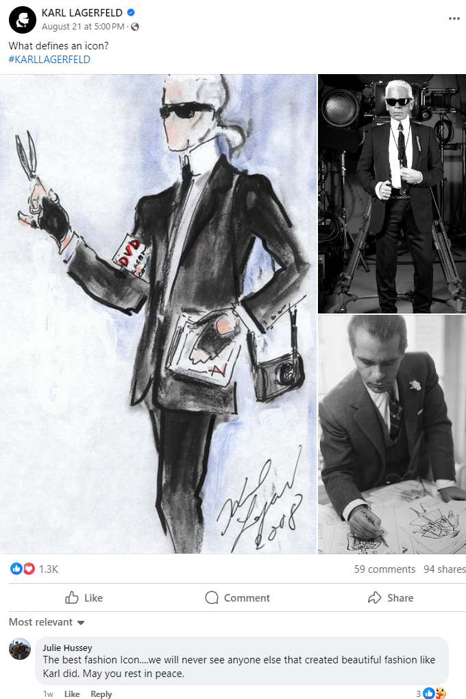 Post marki Karl Lagerfeld angażujący internautów.