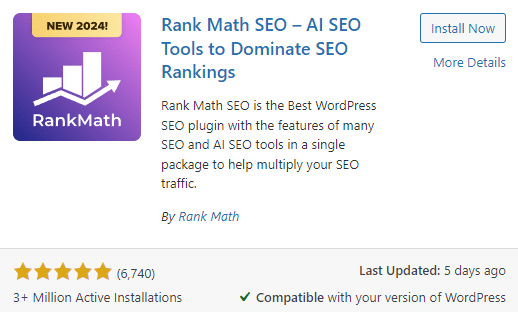 Wyszukiwanie Rank Math SEO.