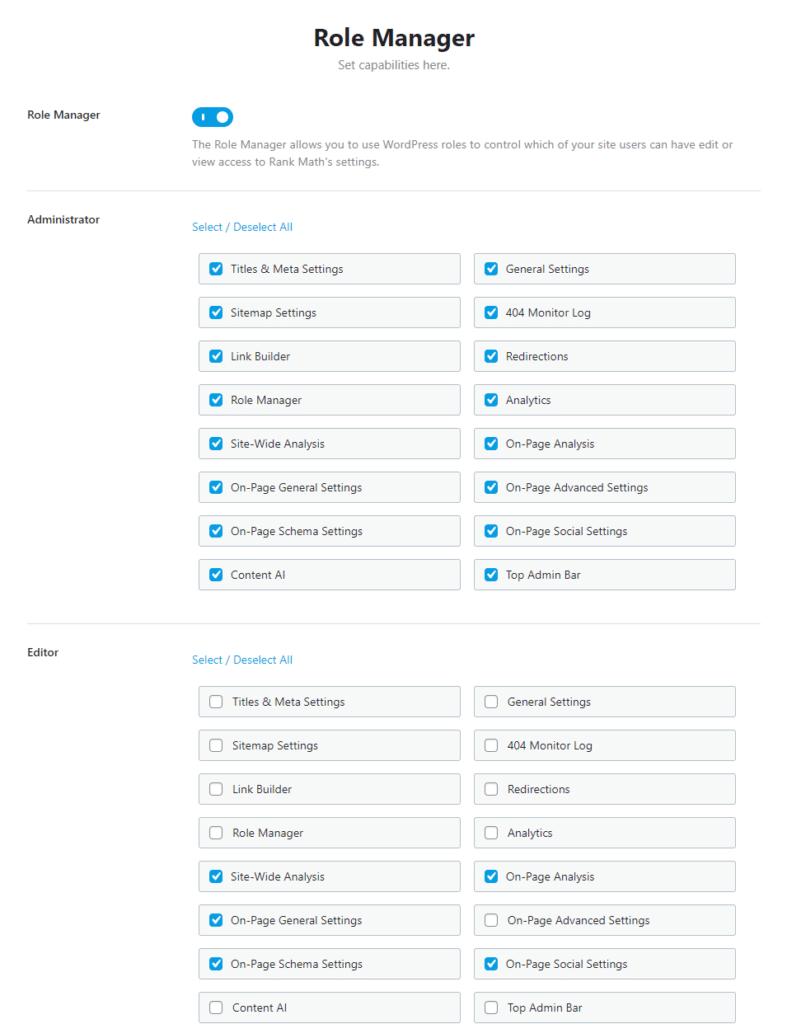 Role w Rank Math SEO.