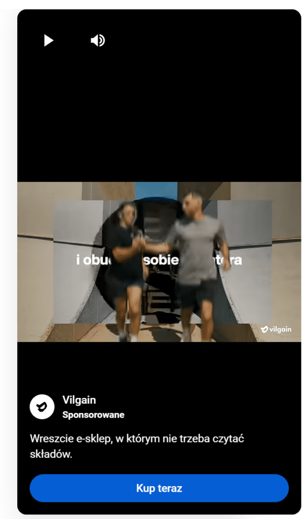przykład reklamy w YouTube Shorts