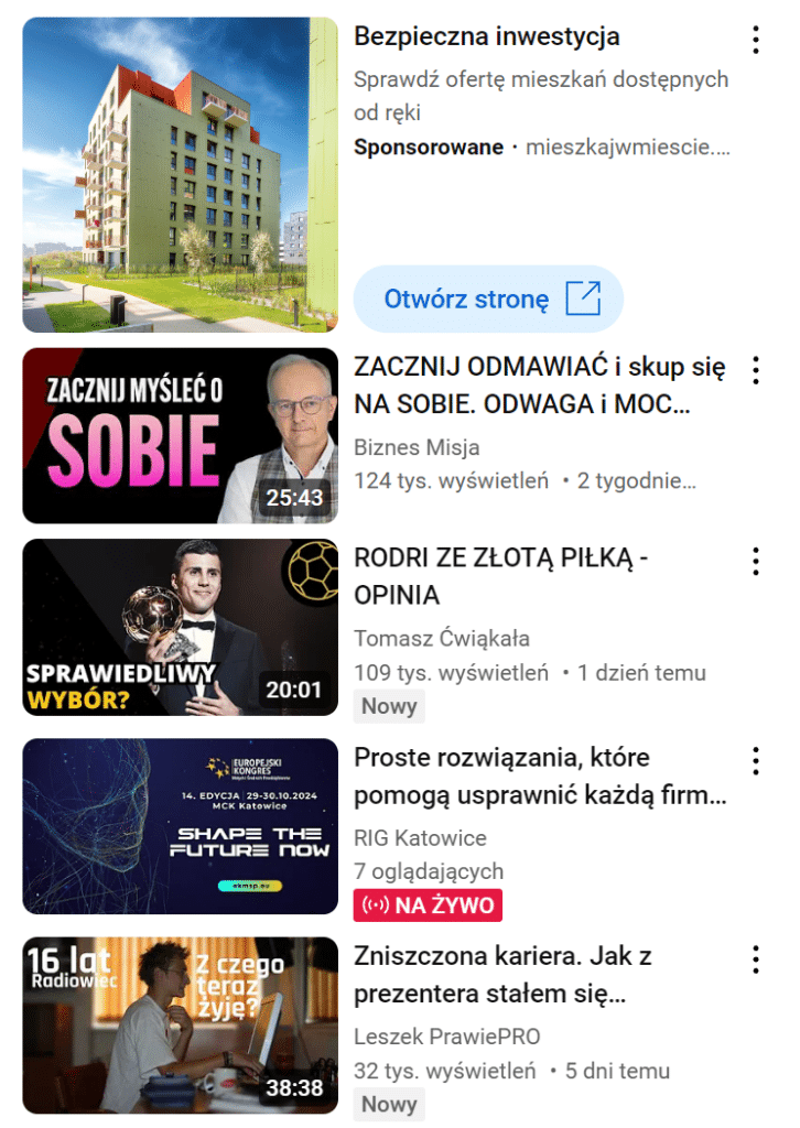 przykład reklamy graficznej na YouTube