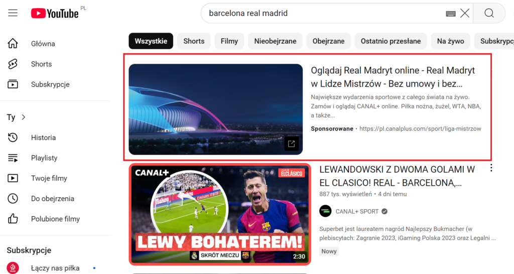 przykład reklamy In-Feed