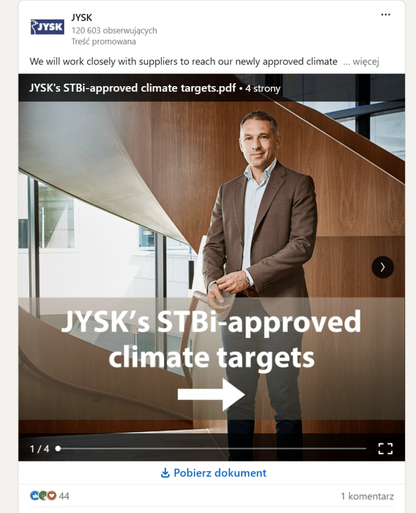 reklama dokumentu linkedin