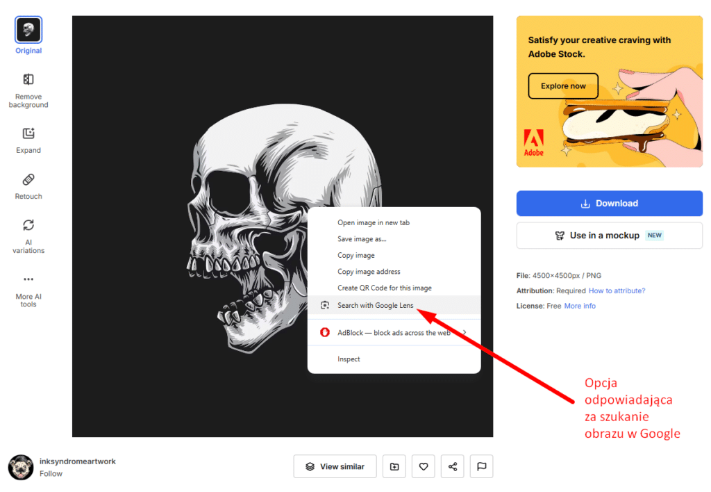 Szukanie obrazu w Google.