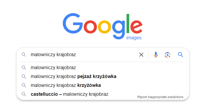 Wyszukiwanie obrazem – wyszukiwarka poprzez słowa kluczowe.