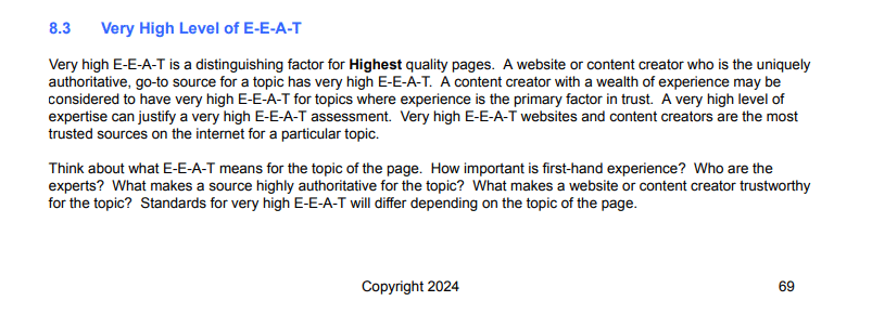 Istotne informacje o EEAT w oficjalnej dokumentacji Google.