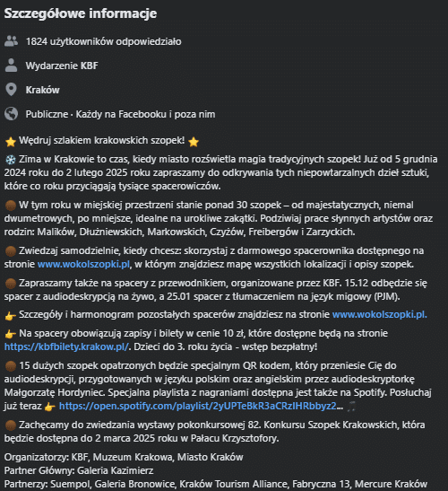 przykładowy opis wydarzenia na facebooku