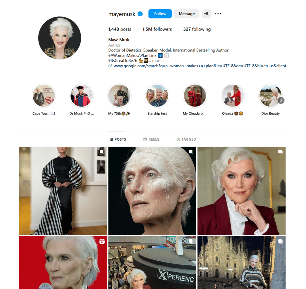 Instagram matki Elona Muska.