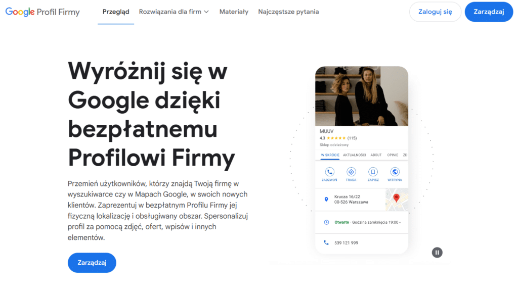 Logowanie do Google Moja Firma.