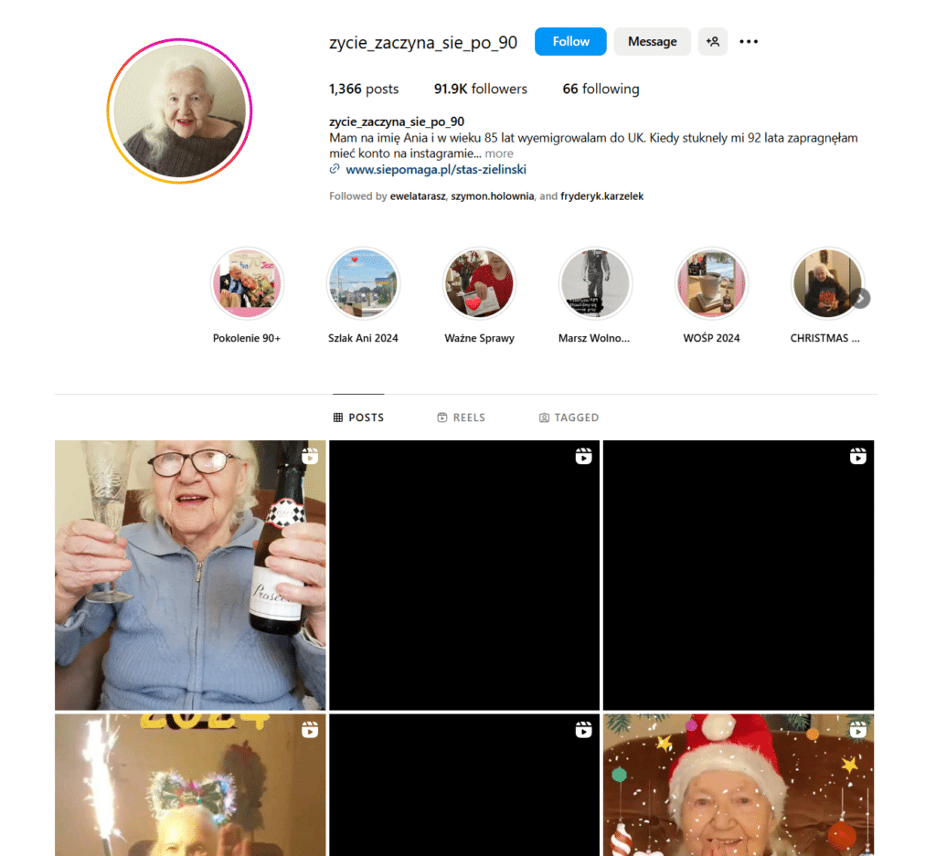 Profil najstarszej Instagramerki w Polsce.