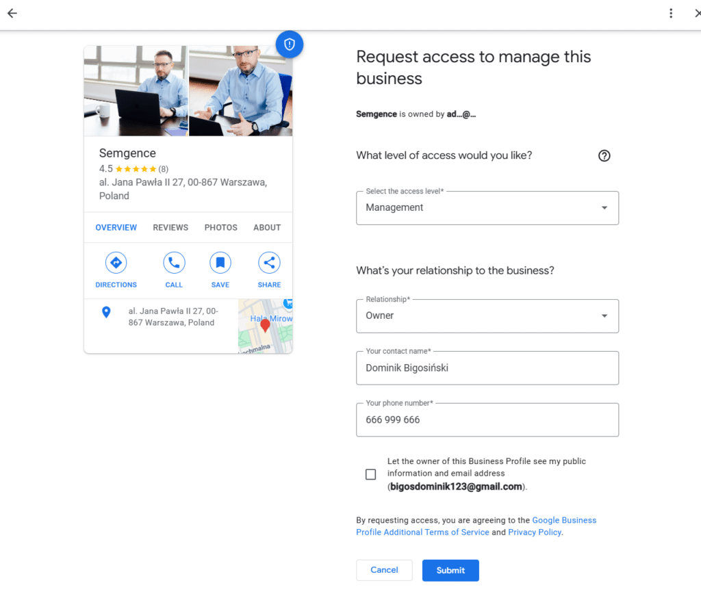 Uzyskiwanie dostępu do wizytówki Google Moja Firma.