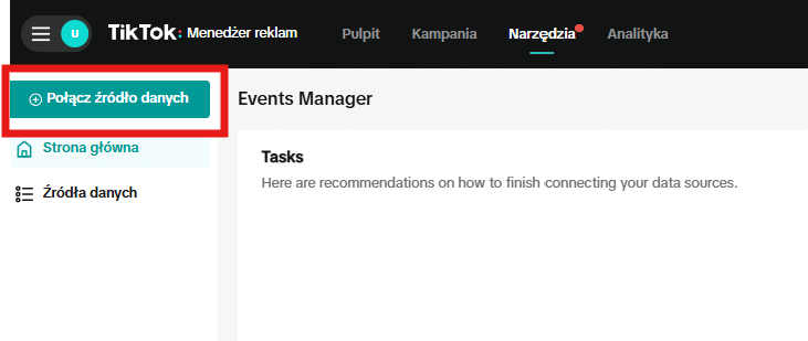 tworzenie piksela - połącz źródło danych