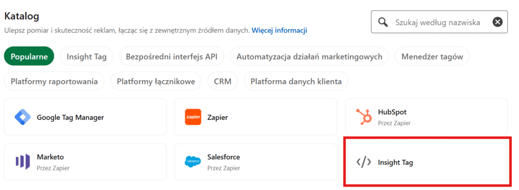 wybór Insight Tag