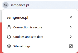 Zabezpieczone połączenie w witrynie Semgence.