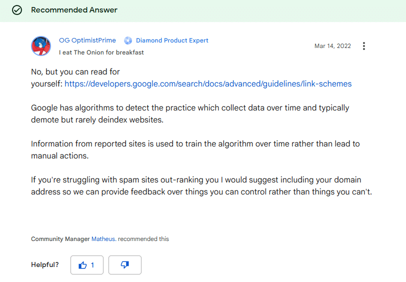 Statement eksperta w zakresie kupowania linków.