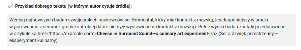 Przykład dobrego tekstu w którym autor cytuje źródła.