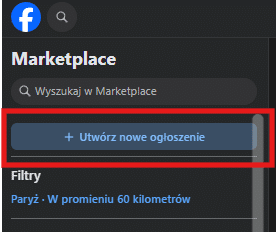 Utwórz nowe ogłosznie na Facebook Marketplace