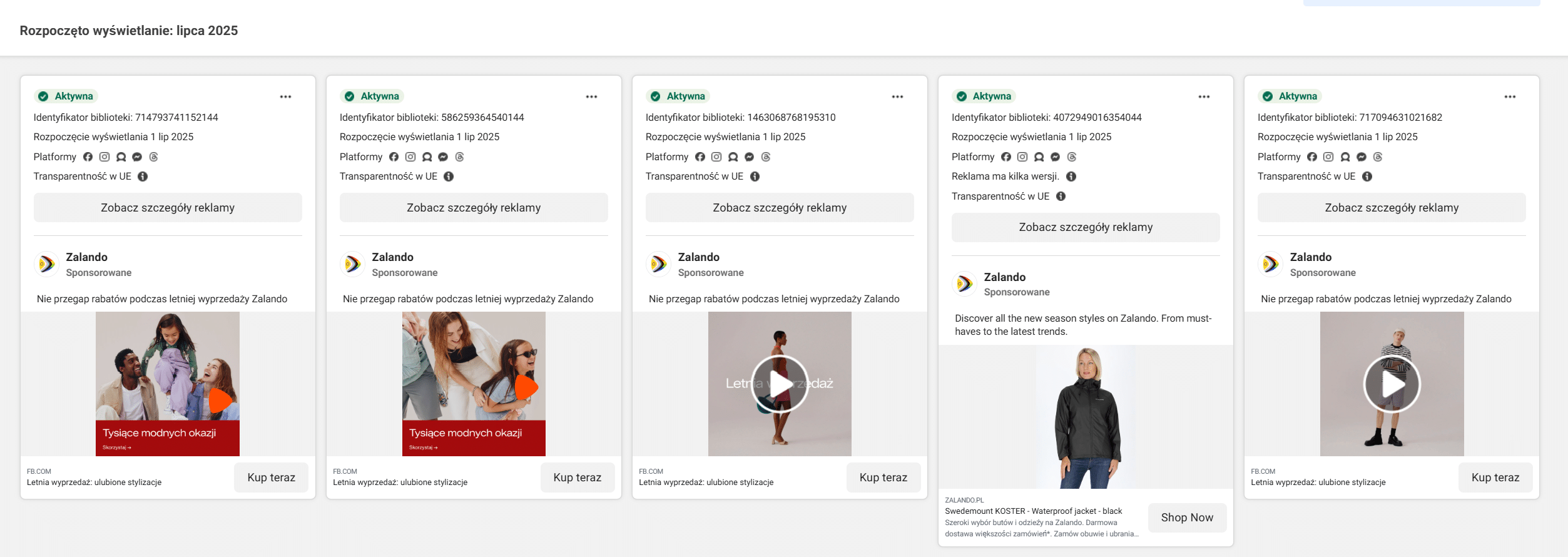 tak wyświetlają się reklamy w Bibliotece reklam