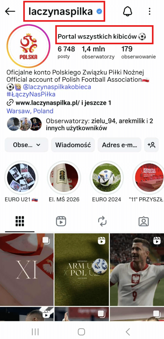 nazwa konta i profilu na Instagramie