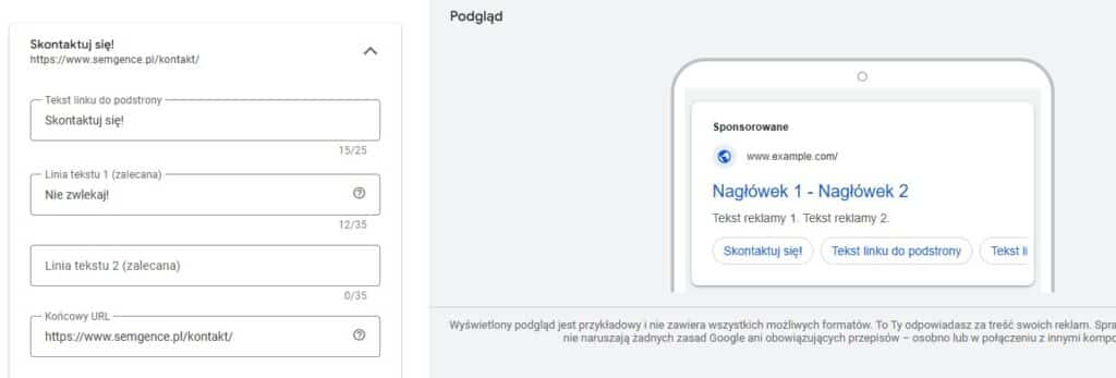 dodawanie linku do reklamy