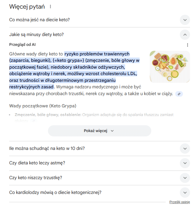 sekcja Więcej pytań