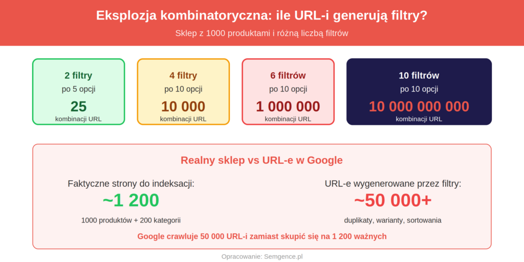 Eksplozja kombinatoryczna - ile URL-i generują filtry w sklepie internetowym
