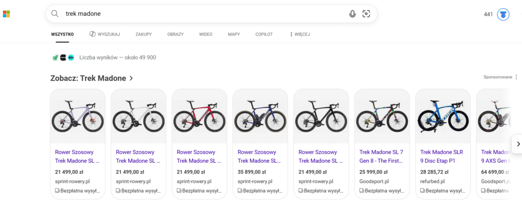 reklamy produktowe w Bing