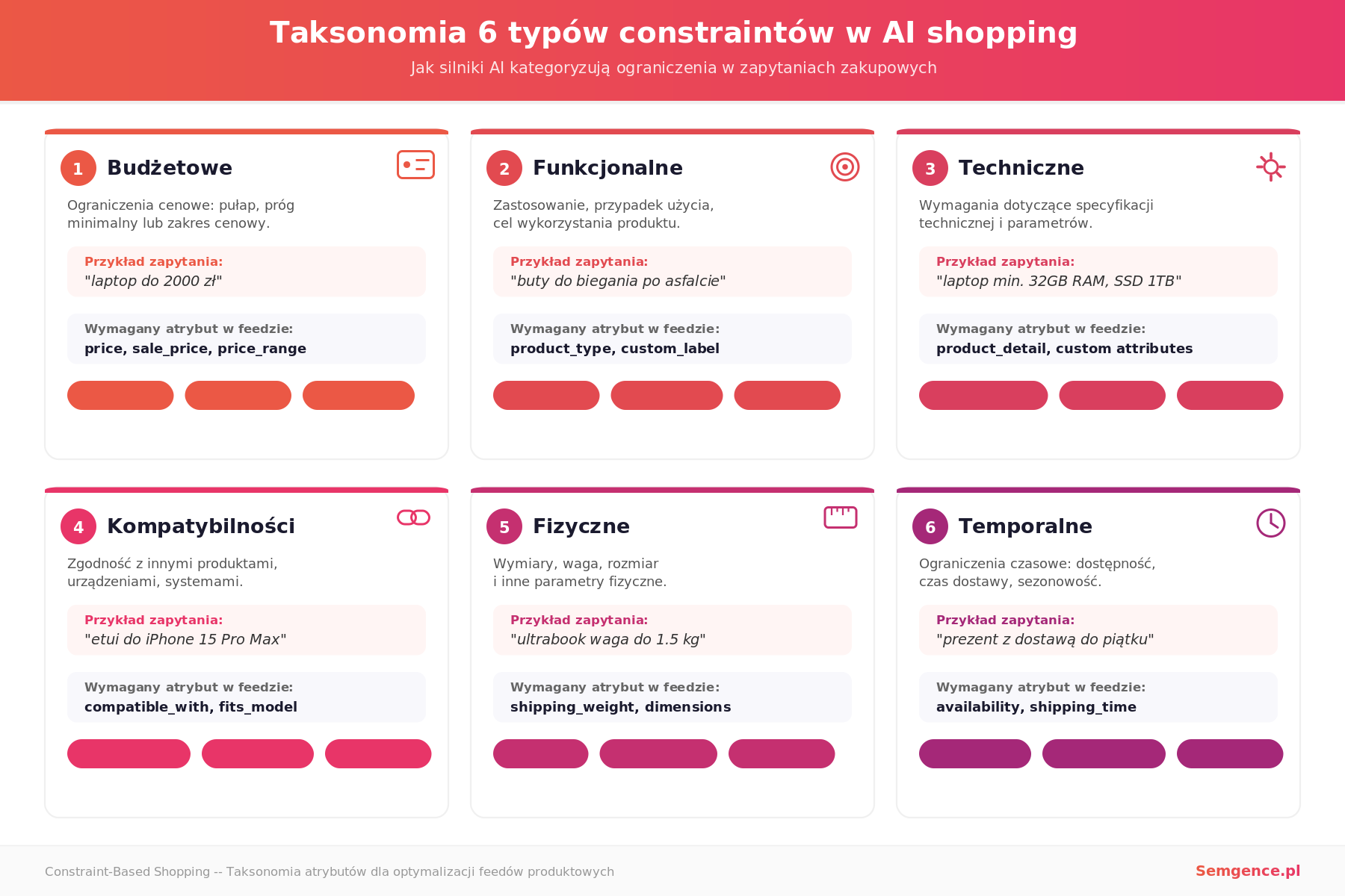 Taksonomia 6 typów constraintów w AI shopping