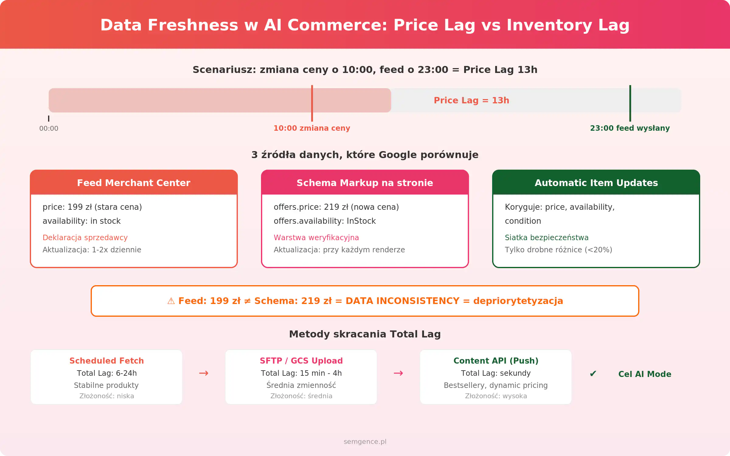 Infografika data freshness w e-commerce - pipeline aktualizacji danych produktowych
