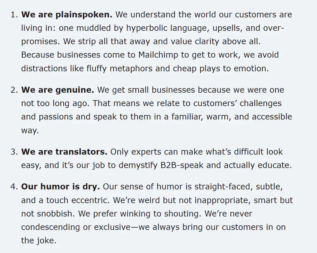 Tone of Voice Mailchimp