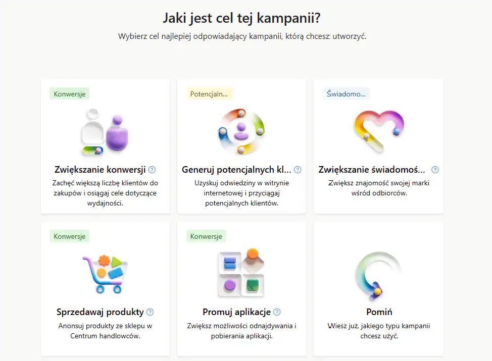 cele kampanii Microsoft Ads